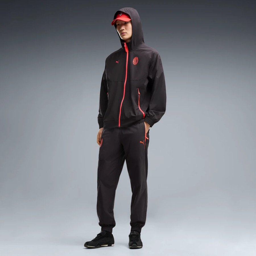 Veste survêtement Milan AC PumaTech woven noir rouge