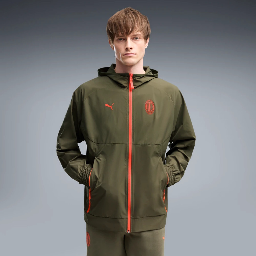 Veste survêtement Milan AC PumaTech Woven vert rouge