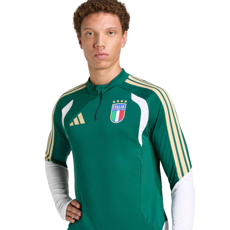 Sweat zippé Italie vert blanc