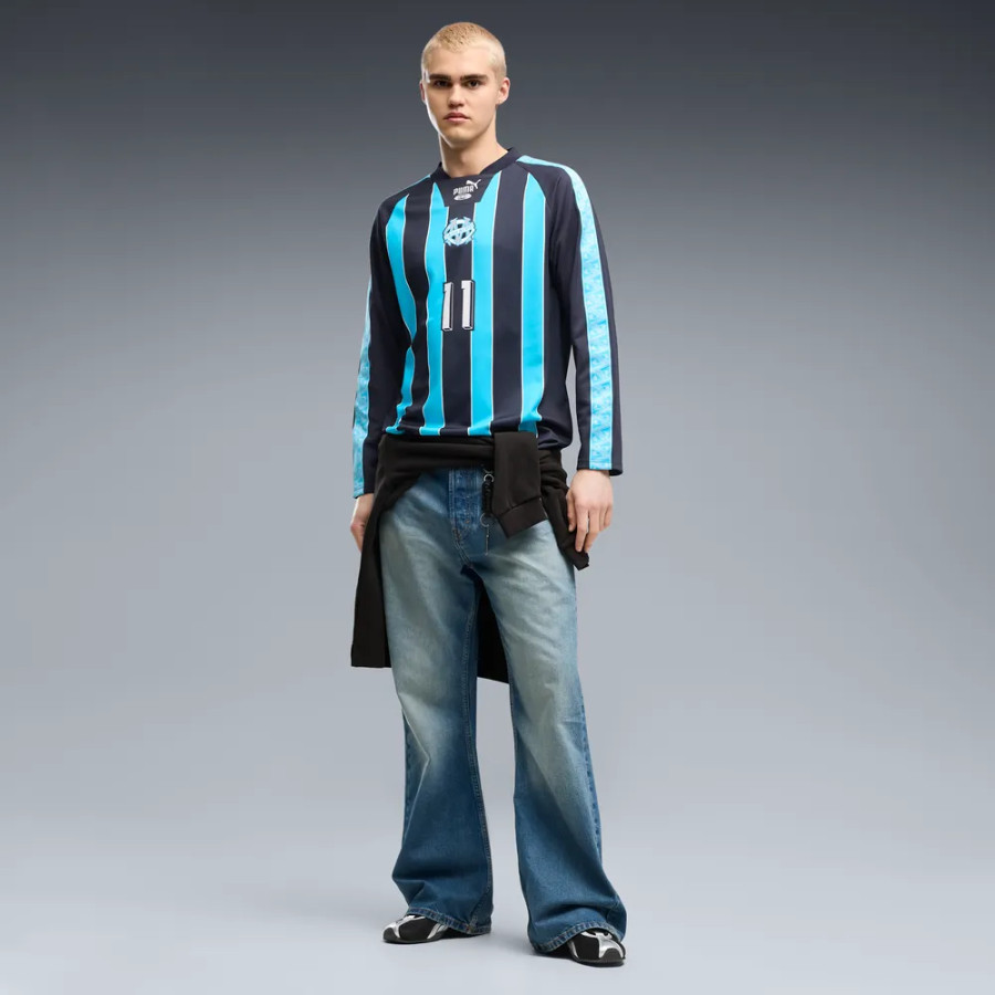 Maillot manches longues OM King Retro noir bleu