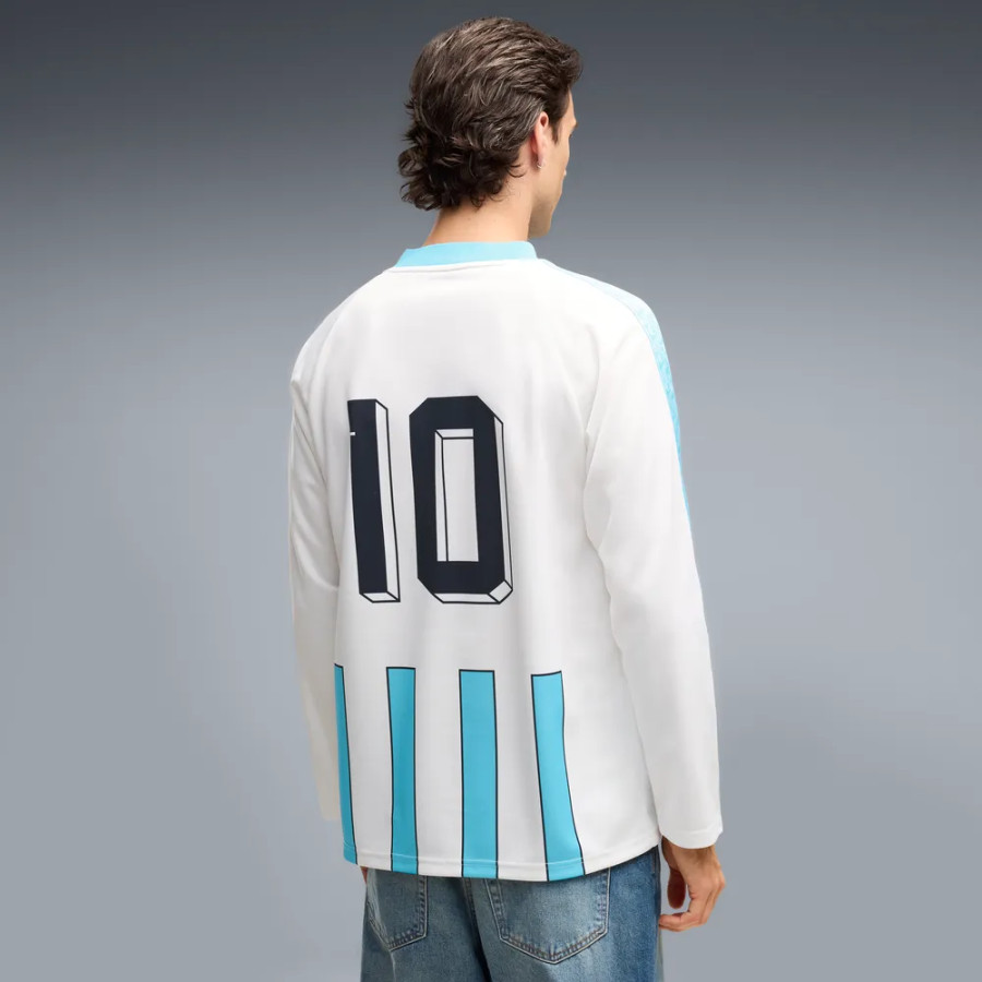 Maillot manches longues OM King Retro blanc bleu