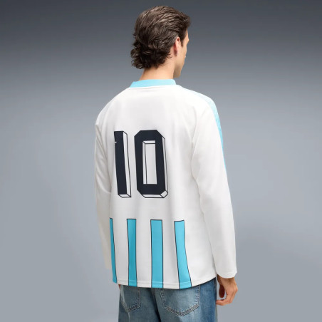 Maillot manches longues OM King Retro blanc bleu