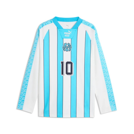 Maillot manches longues OM King Retro blanc bleu