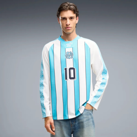 Maillot manches longues OM King Retro blanc bleu