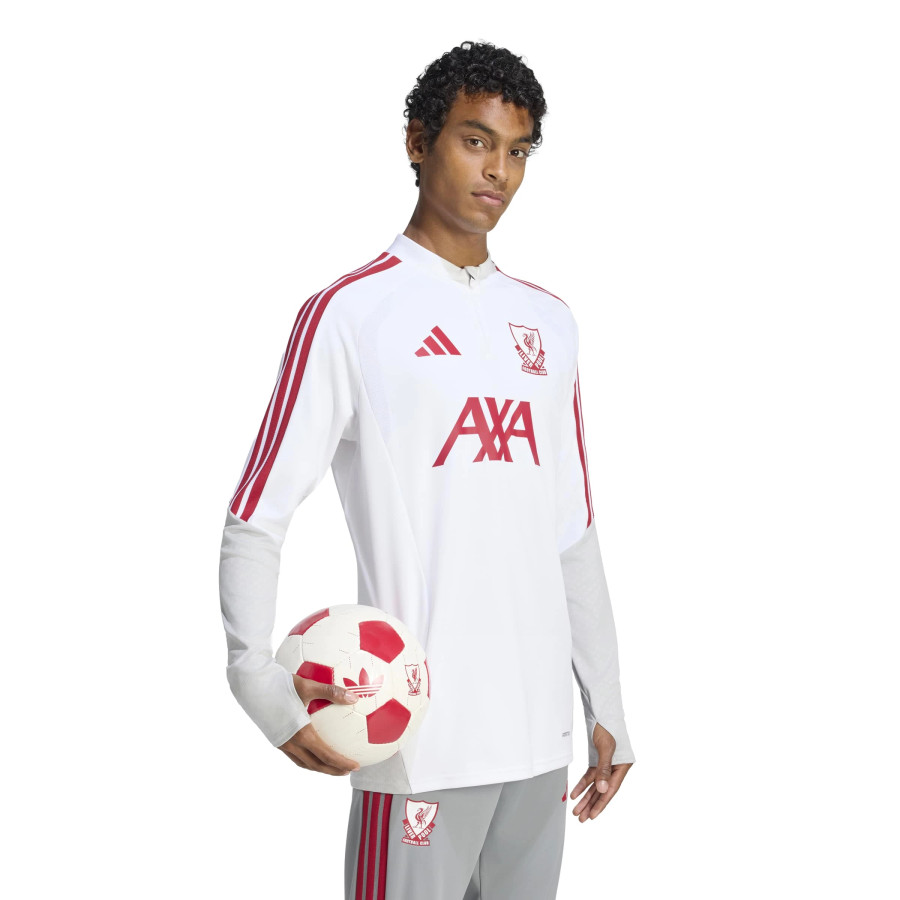 Sweat zippé Liverpool blanc rouge