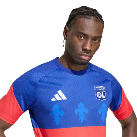 Maillot avant match OL bleu rouge