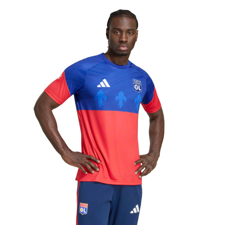 Maillot avant match OL bleu rouge