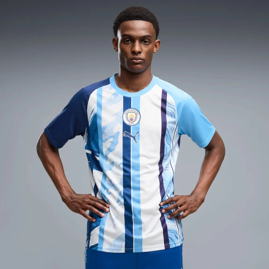 Maillot avant match Manchester City bleu blanc