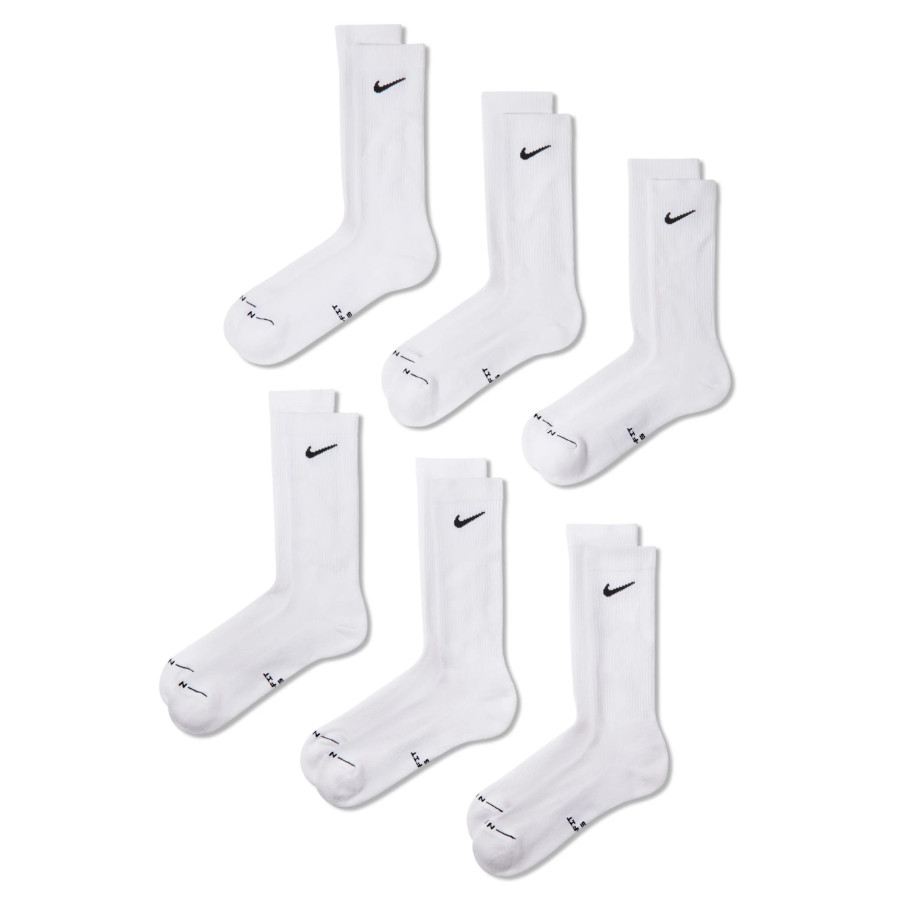 Lot 6 paires chaussettes Nike Everyday Elevated blanc
