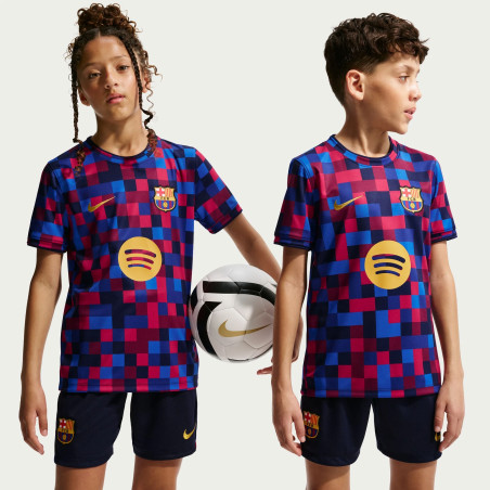 Maillot avant match junior FC Barcelone bleu rouge
