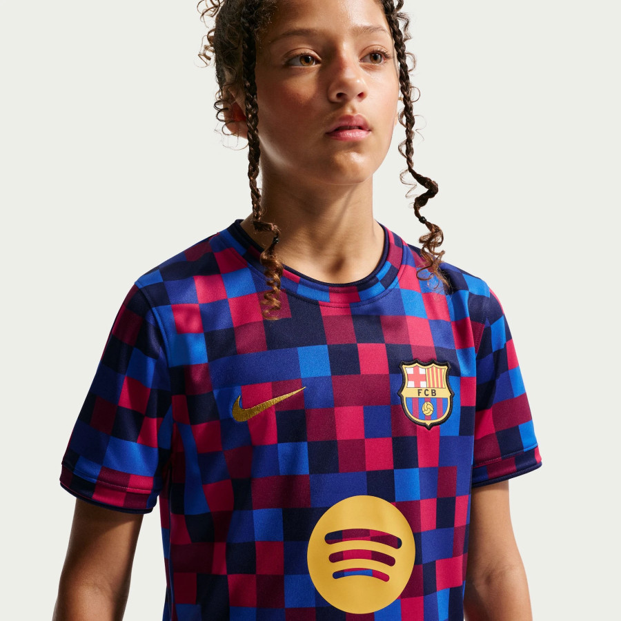 Maillot avant match junior FC Barcelone bleu rouge