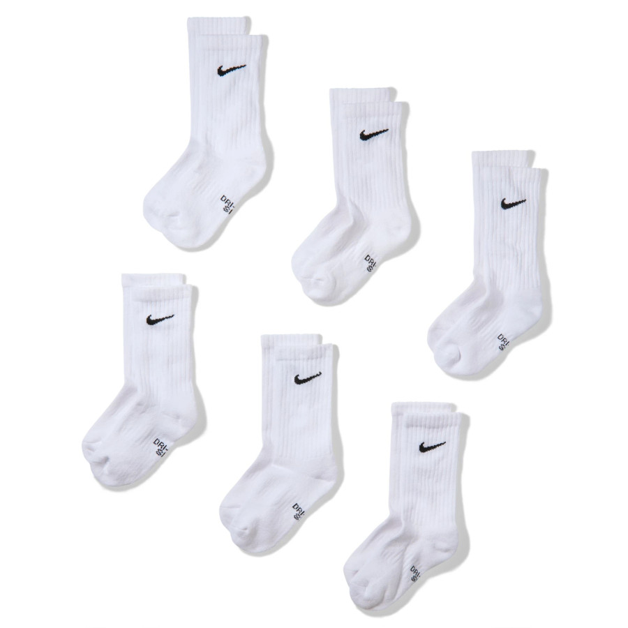 Lot 6 paires chaussettes junior Nike Everyday blanc