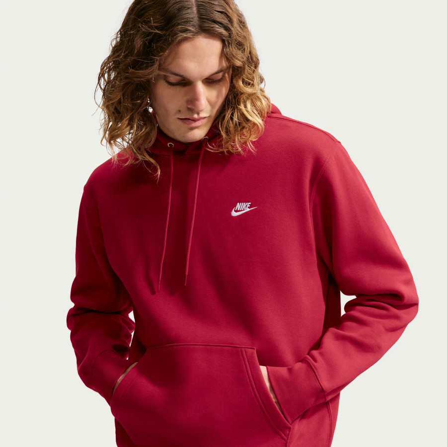 Sweat à capuche Nike Club rouge