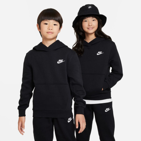 Sweat à capuche junior Nike Club Fleece noir