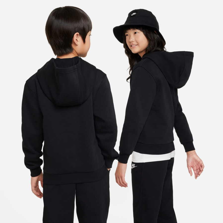 Sweat à capuche junior Nike Club Fleece noir