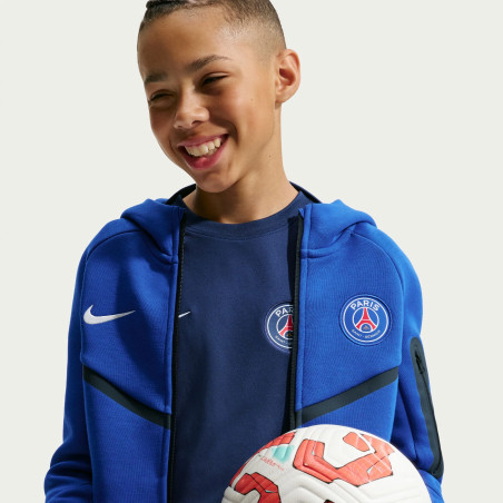 Sweat à capuche junior PSG Tech Fleece bleu