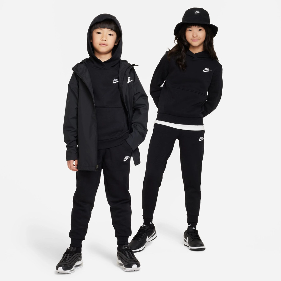 Sweat à capuche junior Nike Club Fleece noir