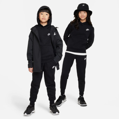 Sweat à capuche junior Nike Club Fleece noir
