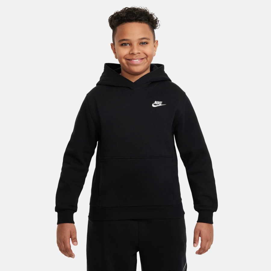 Sweat à capuche junior Nike Club Fleece noir