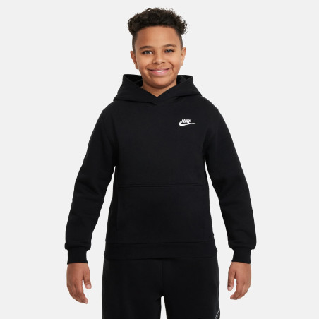 Sweat à capuche junior Nike Club Fleece noir