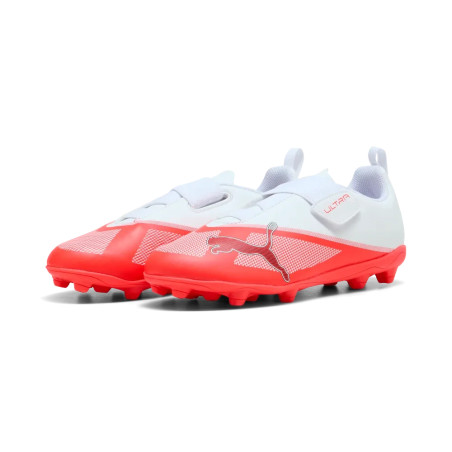 Puma Ultra 7 Play V junior FG/AG blanc rouge