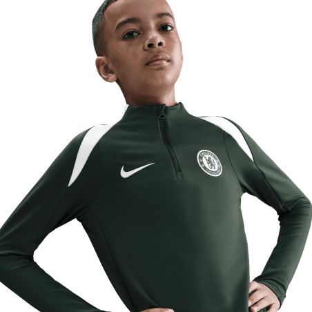 Sweat zippé junior Chelsea vert kaki