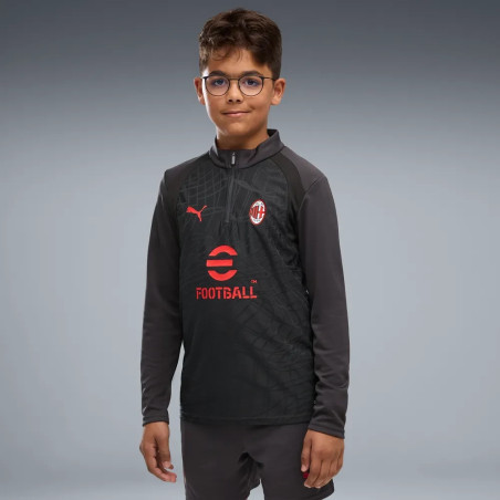 Sweat zippé junior Milan AC noir rouge
