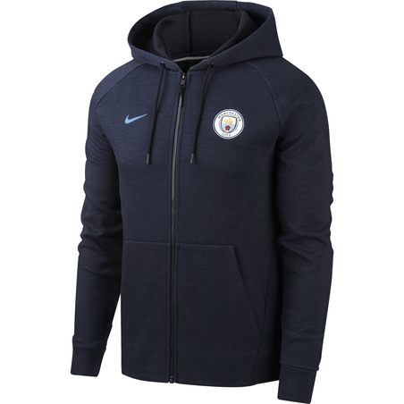 Veste survêtement à capuche Manchester City bleu foncé 2018/19
