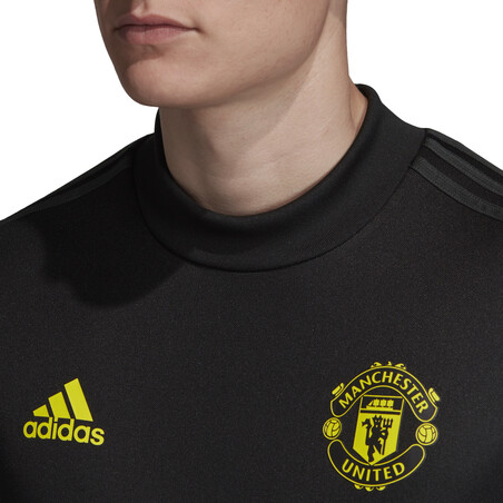 Sweat entraînement Manchester United noir jaune 2019/20