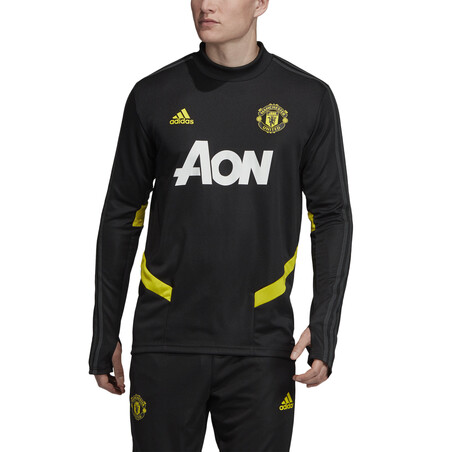Sweat entraînement Manchester United noir jaune 2019/20
