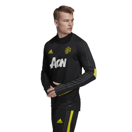 Sweat entraînement Manchester United noir jaune 2019/20