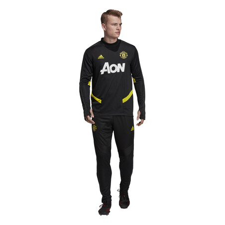 Sweat entraînement Manchester United noir jaune 2019/20