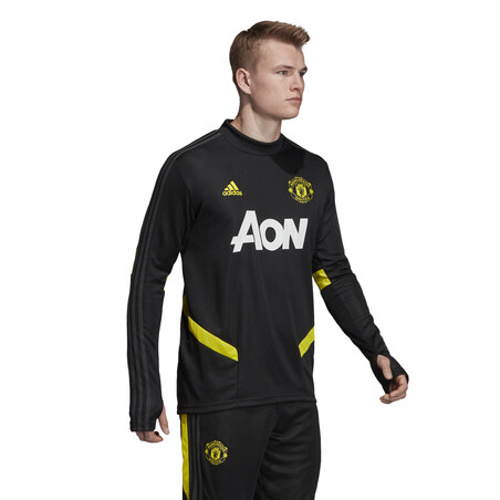 Sweat entraînement Manchester United noir jaune 2019/20