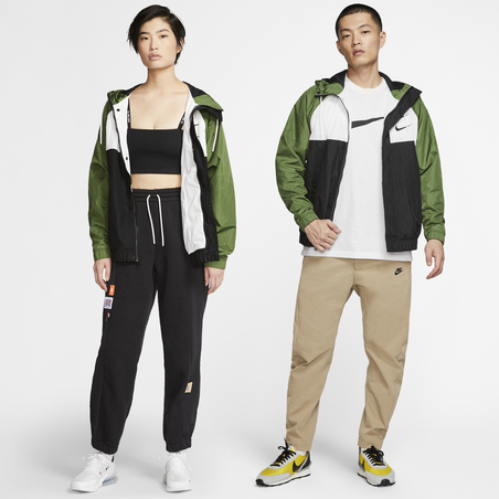 Sweat zippé Nike Air Woven vert noir