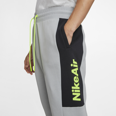 Pantalon survêtement Nike Air Fleece gris jaune