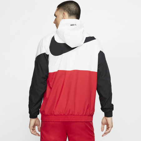 Sweat zippé à capuche Nike F.C. microfibre blanc rouge