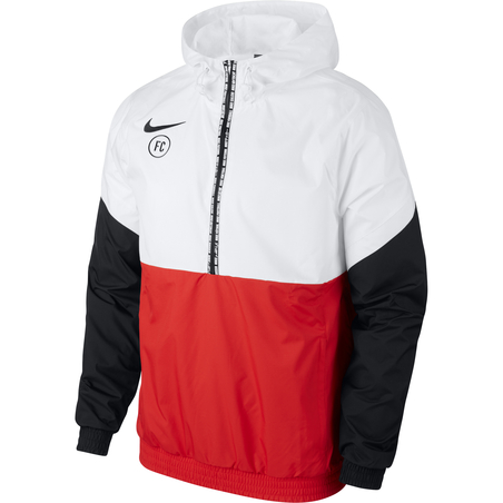 Sweat zippé à capuche Nike F.C. microfibre blanc rouge