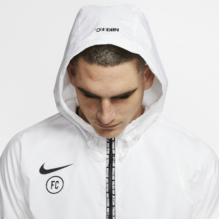 Sweat zippé à capuche Nike F.C. microfibre blanc rouge