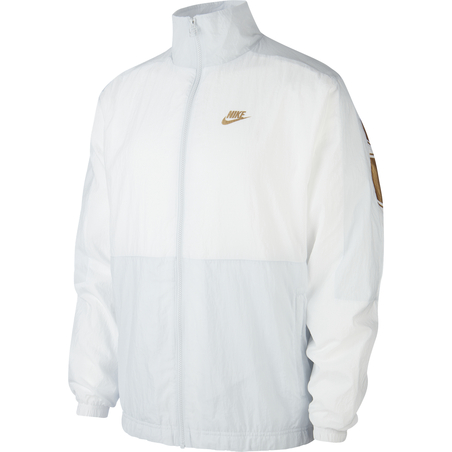 Veste survêtement Nike Air Woven blanc or