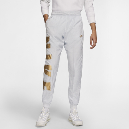 Pantalon survêtement Nike Air Woven blanc or