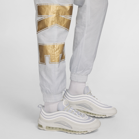 Pantalon survêtement Nike Air Woven blanc or