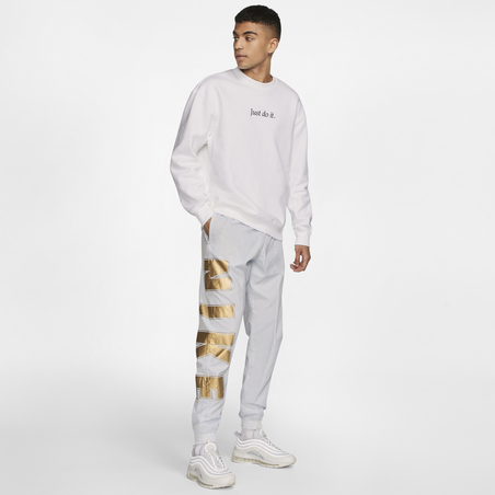 Pantalon survêtement Nike Air Woven blanc or