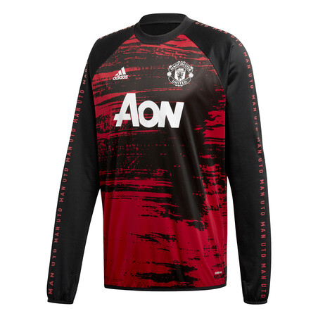 Sweat avant match Manchester United noir rouge 2020/21