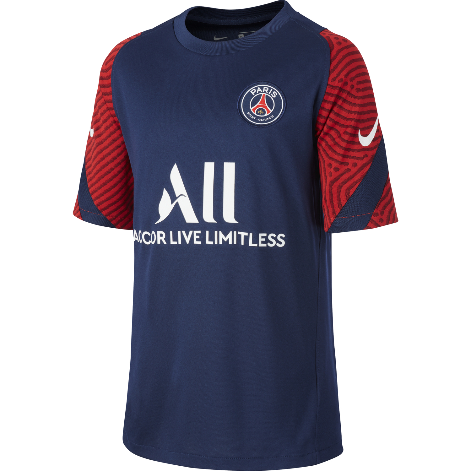 Maillot entraînement junior PSG bleu rouge 2020/21 sur Foot.fr