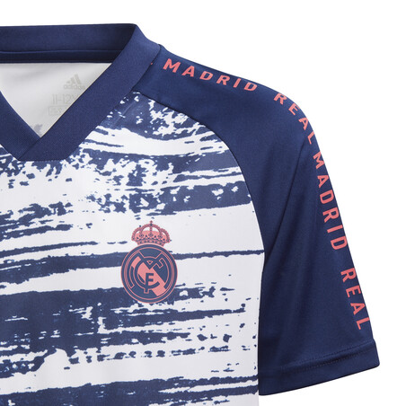 Maillot avant match junior Real Madrid bleu blanc 2020/21