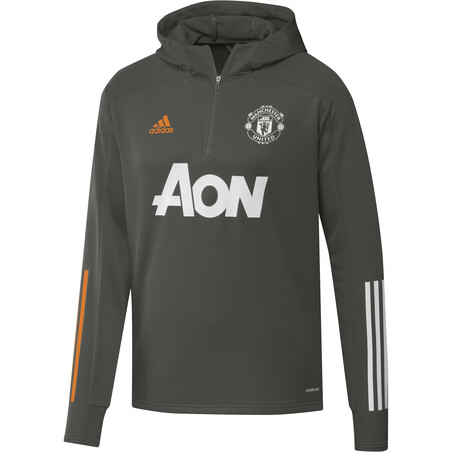 Sweat zippé capuche Manchester United vert orange 2020/21