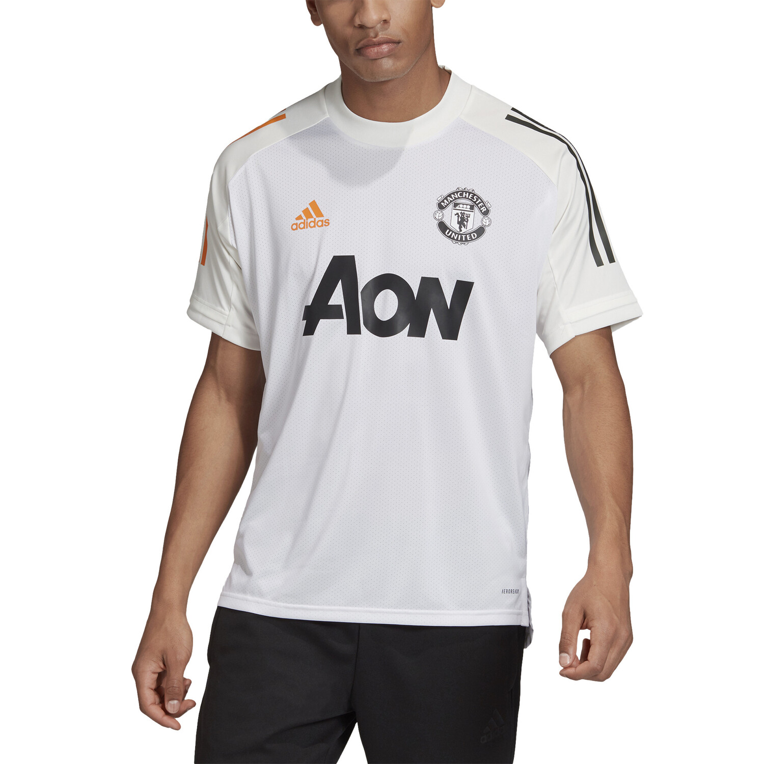 Maillot entraînement Manchester United blanc orange 2020/21 sur Foot.fr