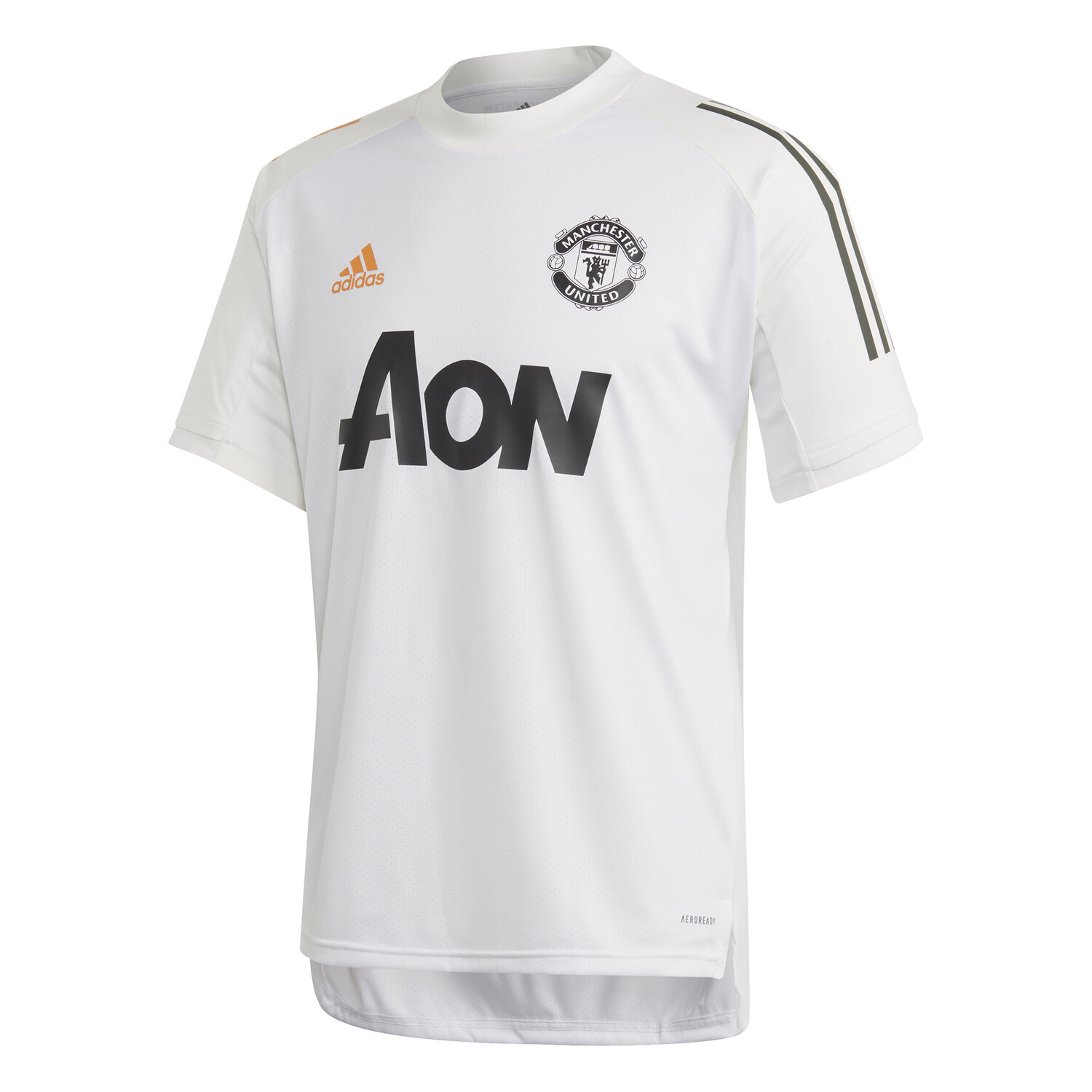 Maillot entraînement Manchester United blanc orange 2020/21 sur Foot.fr