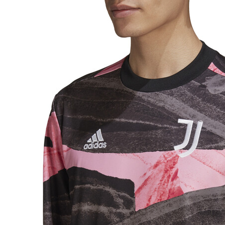 Maillot manches longues avant match Juventus noir rose 2020/21