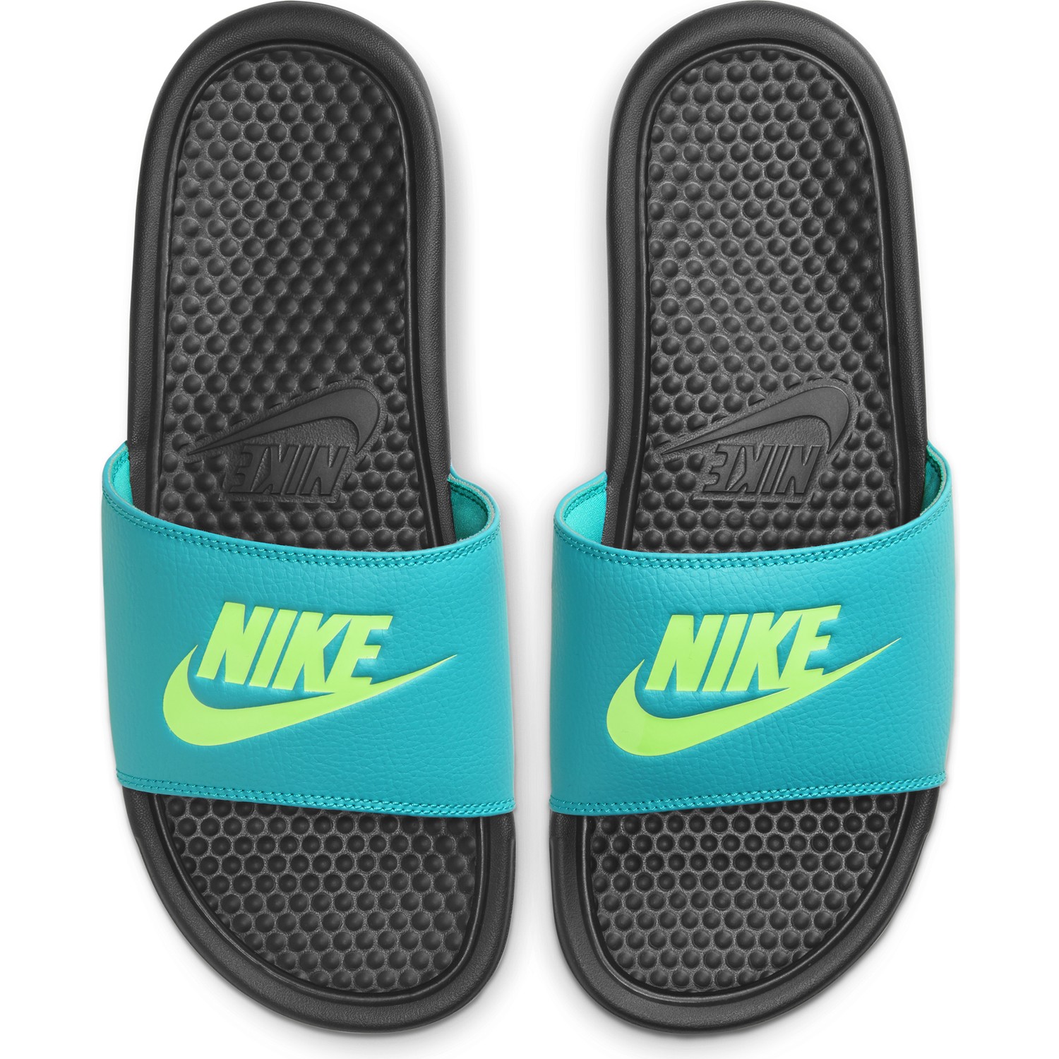 Sandales Nike Benassi bleu jaune sur Foot.fr